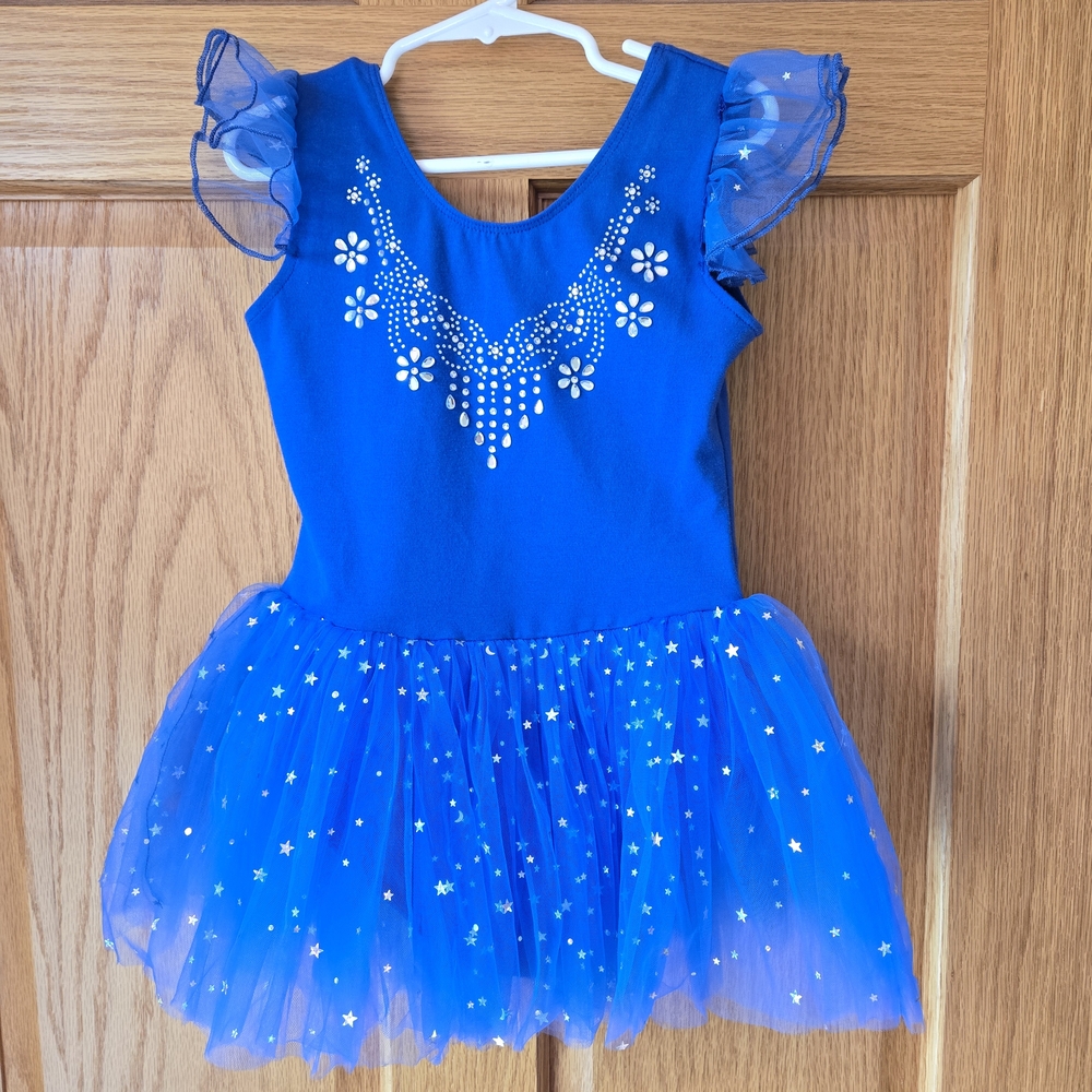 Blue Dance Costume with Sparkly Tulle Skirt